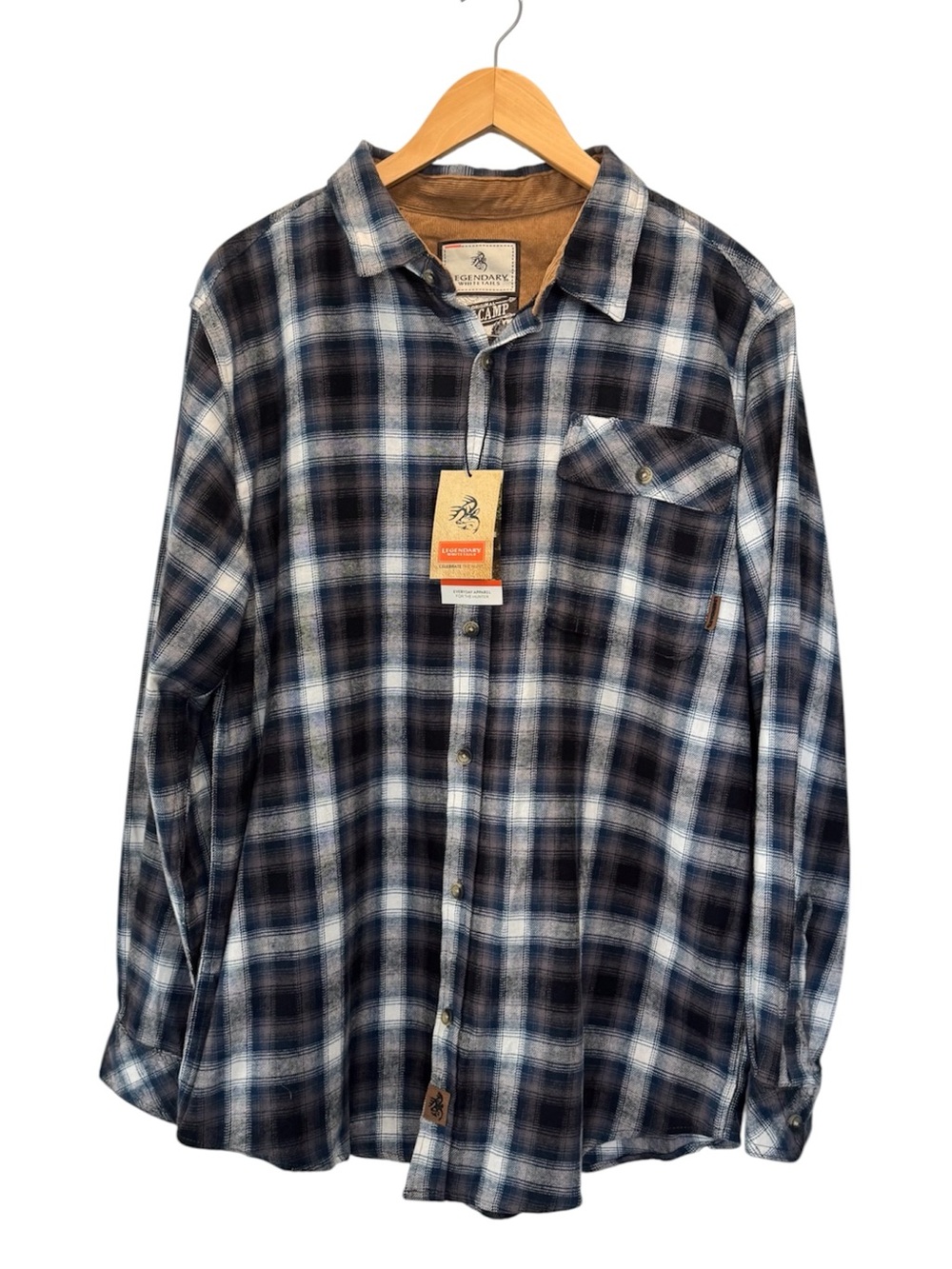 Legendary Whitetails Blue, Black & White Plaid Lightweight Shirt Jacket